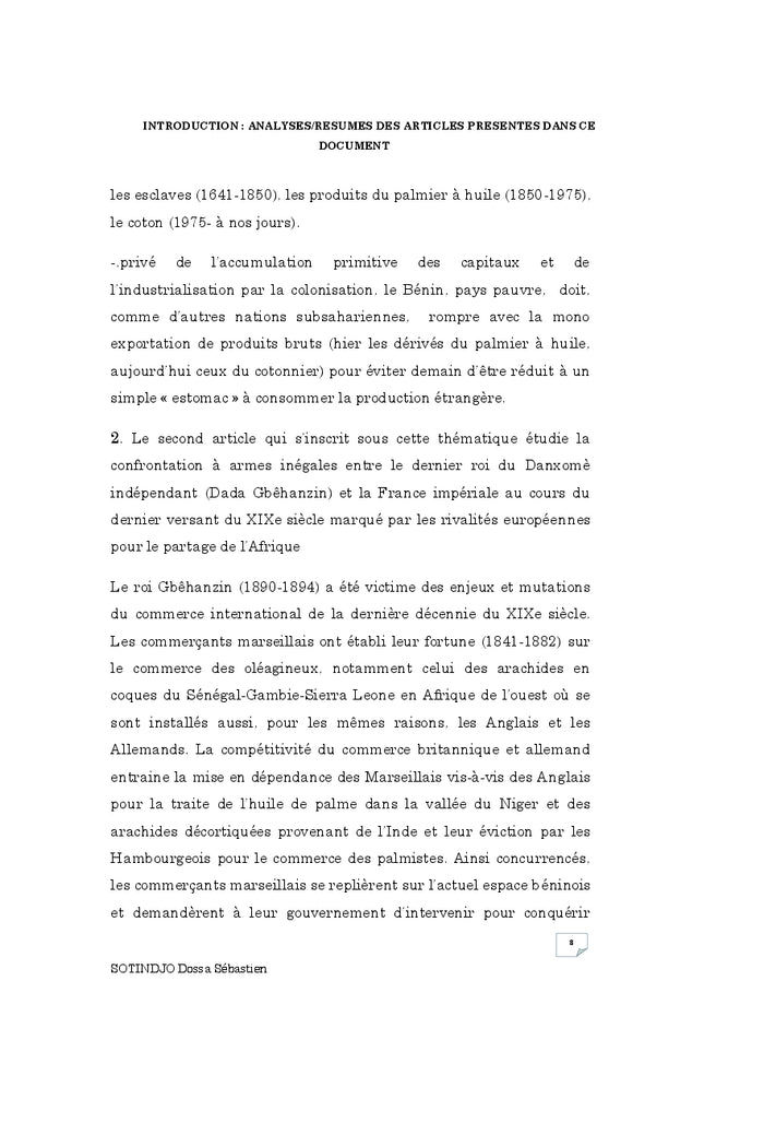 Des aspects de l'histoire du Bénin