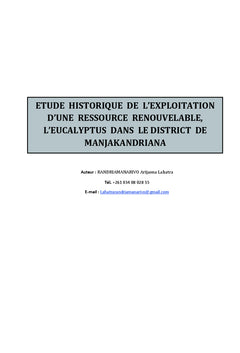 Etude historique de l'exploitation de l'eucalyptus