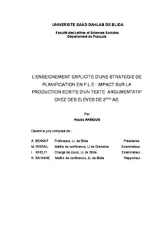 L'enseignement explicite de la planification