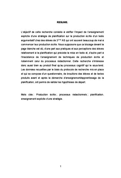 L'enseignement explicite de la planification