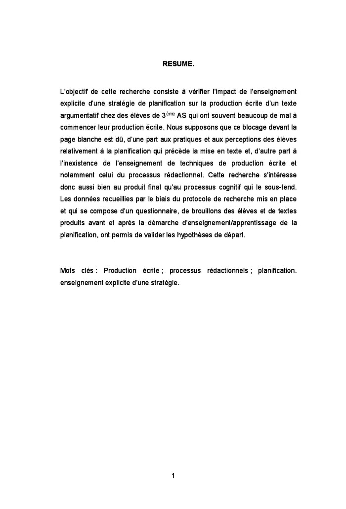 L'enseignement explicite de la planification
