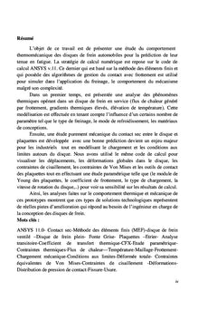 Etude Thermomécanique Des Disques De Frein