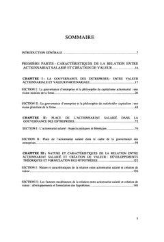 Actionnariat salarie et creation de valeur