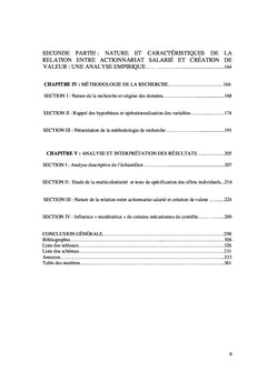 Actionnariat salarie et creation de valeur