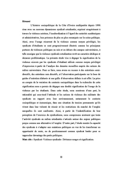 Usages et signification de la violence syndicale estudiantine