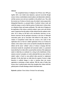 Usages et signification de la violence syndicale estudiantine