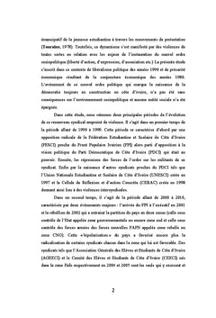 Usages et signification de la violence syndicale estudiantine