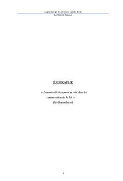 La Psychologie des Acteurs au Controle Fiscal