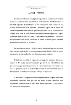 La Psychologie des Acteurs au Controle Fiscal