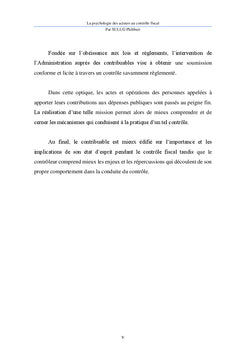 La Psychologie des Acteurs au Controle Fiscal