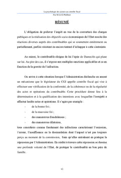 La Psychologie des Acteurs au Controle Fiscal