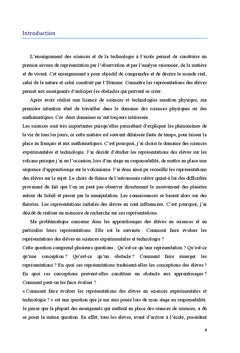 Les representations traduisent-elles les obstacles aux apprentissages?