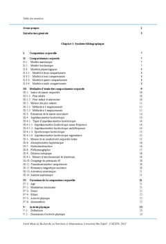 Composition corporelle, activite physique et habitudes alimentaires