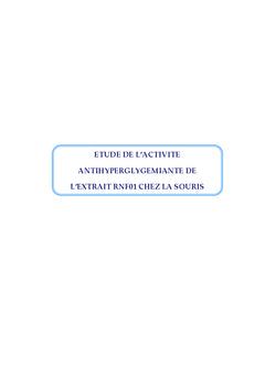 Une molécule Anti-hyperglycemiante, la RNF01