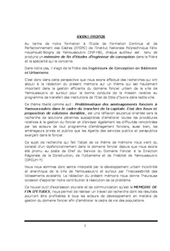 Problematique des amenagements fonciers A Yamoussoukro