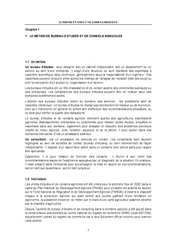 Le bureau d'etudes et de conseils agricoles