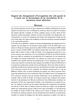 Occupation des sols et changement climatique en Afrique de l'Ouest