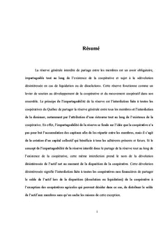 La reserve impartageable des societes cooperatives