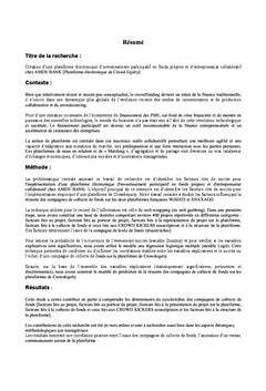 Creation d'une plateforme electronique de Crowd equity