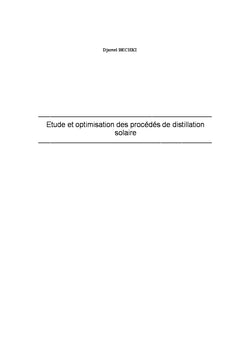 Etude et optimisation des procédés de distillation solaire