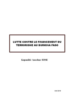 Lutte contre le financement du terrorisme au Burkina Faso