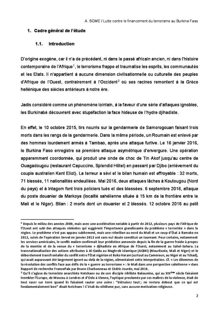 Lutte contre le financement du terrorisme au Burkina Faso