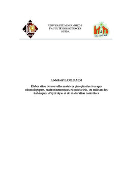 Elaboration de matrices phosphatees odontologiques et industriels
