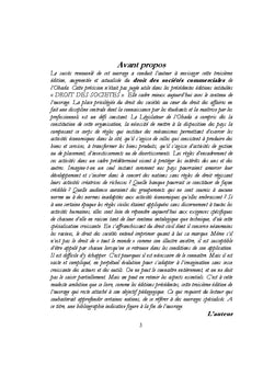 Ohada Droit des societes commerciales