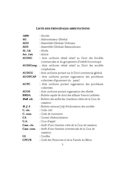 Ohada Droit des societes commerciales