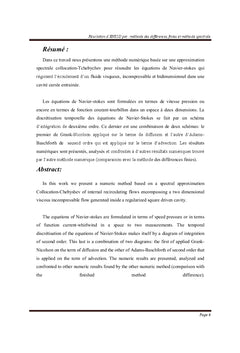Resolution des equations de Navier Stokes bidimensionnelle