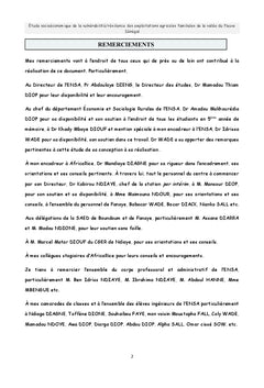 Etude socio-economique de la vulnerabilite/ resilience