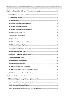 Etude socio-economique de la vulnerabilite/ resilience