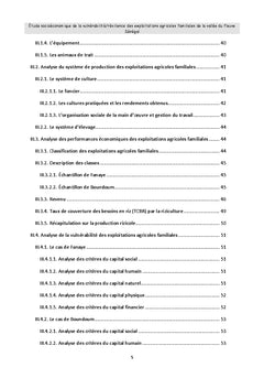 Etude socio-economique de la vulnerabilite/ resilience