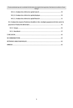 Etude socio-economique de la vulnerabilite/ resilience