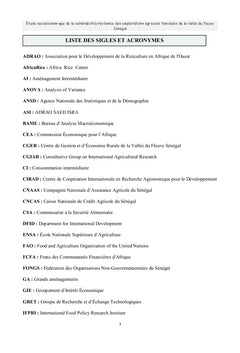 Etude socio-economique de la vulnerabilite/ resilience