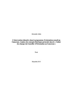 L'intervention éducative en orientation-conseil au Cameroun