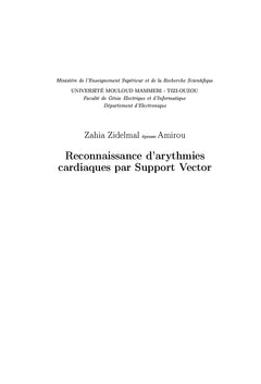 Detection d'extrasystoles ventriculaires par Support Vector Machines