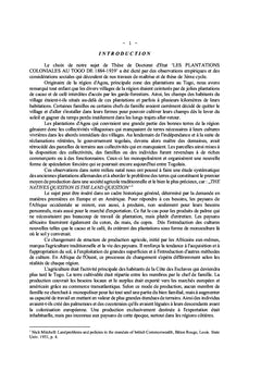 Les plantations coloniales au Togo 1884-1939