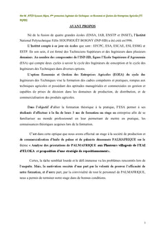 Analyse prestations de Palmafrique aux Planteurs villageois et proposition d'une strategie