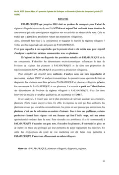 Analyse prestations de Palmafrique aux Planteurs villageois et proposition d'une strategie