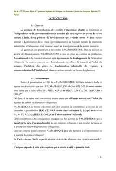 Analyse prestations de Palmafrique aux Planteurs villageois et proposition d'une strategie