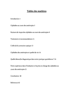 Les céphalées au cours des amétropies
