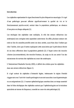 Les céphalées au cours des amétropies