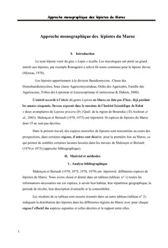 Approche Monographique des ?Lepiotes du ?Maroc