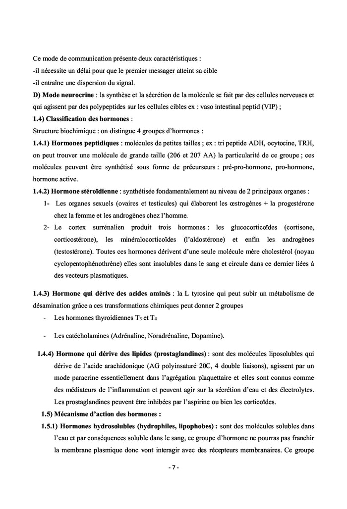 Les Hormones "Physiologie et Régulation"