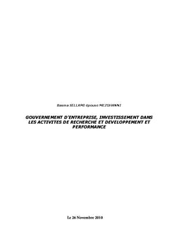 Gouvernement d'entreprise, recherche et développement et performance
