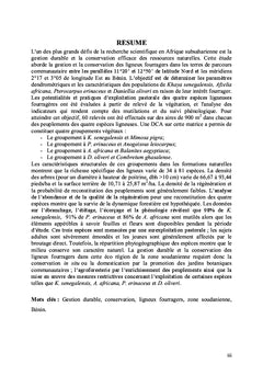 Gestion et conservation des ligneux en zone soudanienne au BENIN