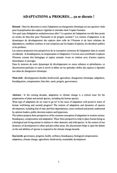 Adaptations & progrès... ça se discute!