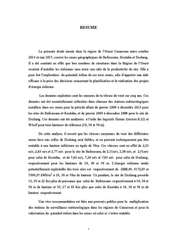 Potentiel eolien de Certains Sites de la Region de l'Ouest Cameroun