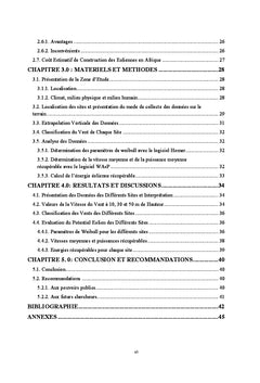 Potentiel eolien de Certains Sites de la Region de l'Ouest Cameroun